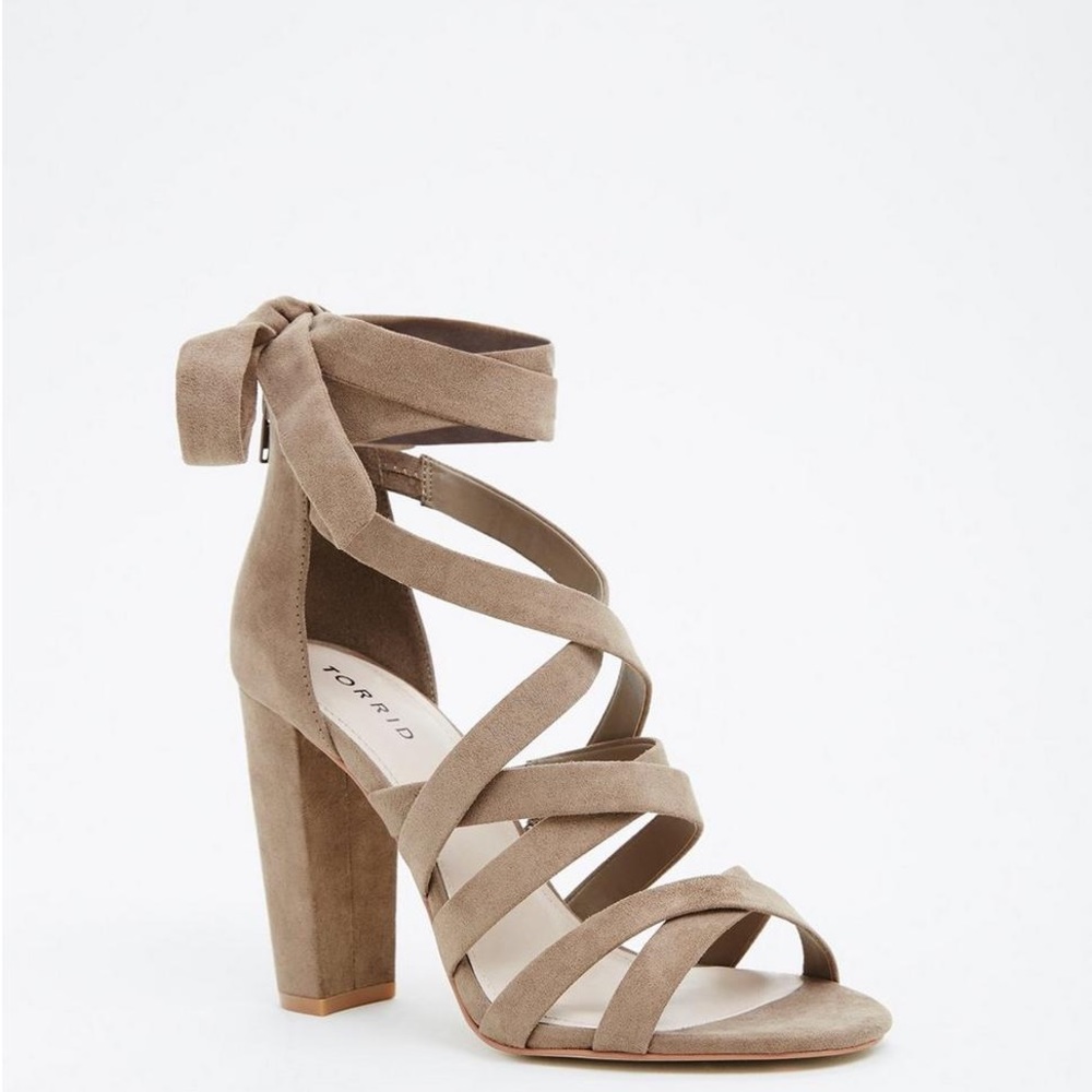 Torrid Taupe Strappy Wrap Tapered Heel